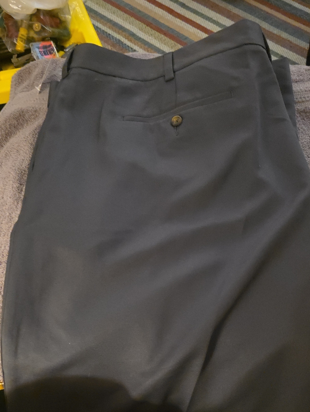 B+T Essentials Fit by DXL Men's Big & Tall Pleated Dark Gray Dress Pants